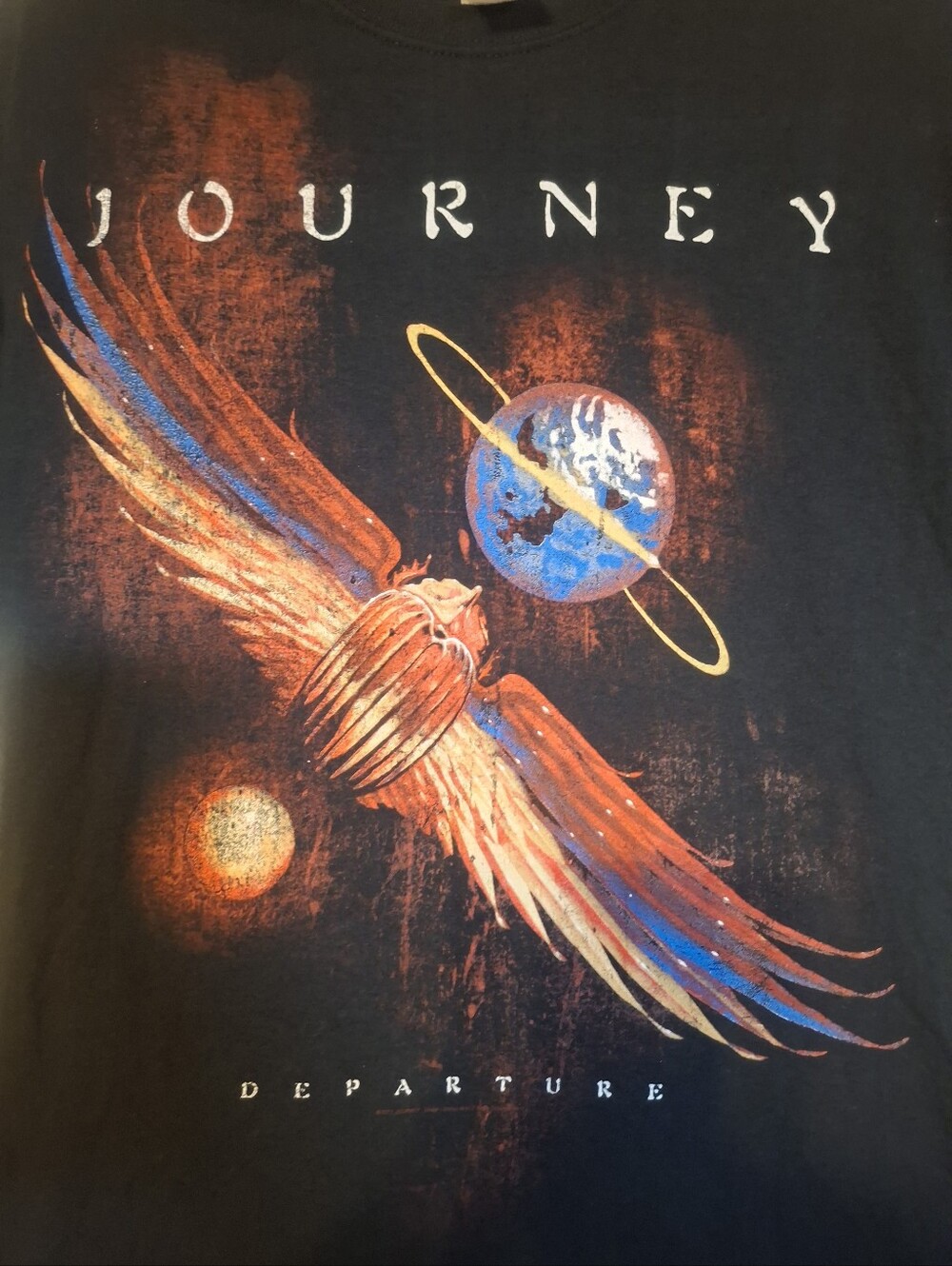 Journey "Departure" Graphic Band Tee - Black with Orange & Blue Wings